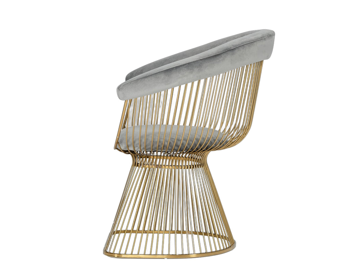 Chandler - Modern Grey Velvet & Gold Dining Chair