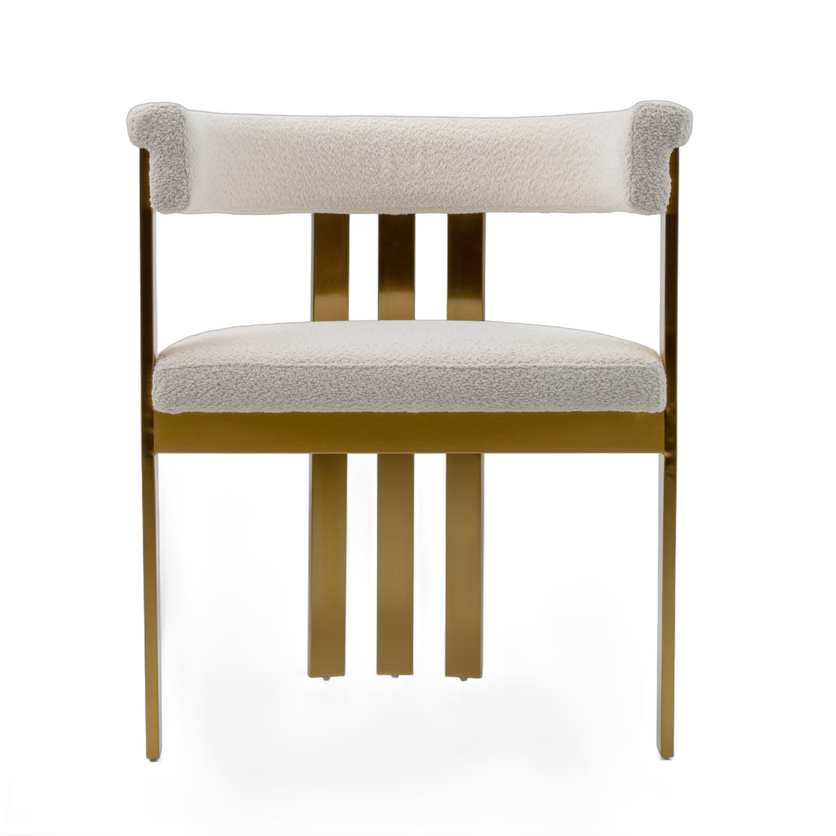 Pontiac - Modern Beige Sherpa + Gold Dining Chair