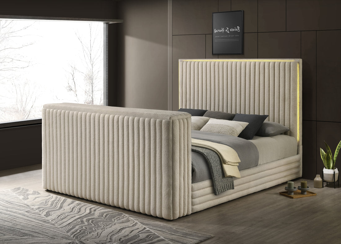 Villa Black or OFF White Platform Bed - Queen, King