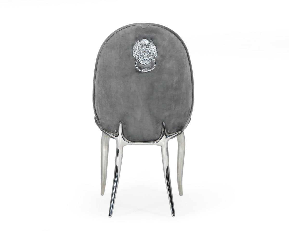Vince - Glam Grey Velvet Dining Chair Set of 2