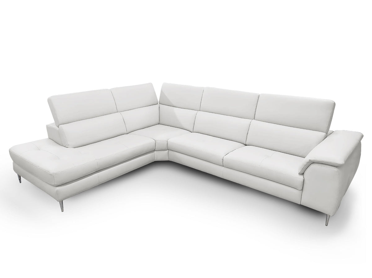 Viola - Italian Contemporary Grey Leather Left Facing Sectional Sofa