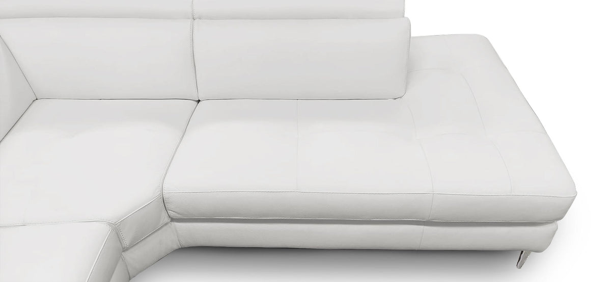 Viola - Italian Contemporary Grey Leather Left Facing Sectional Sofa