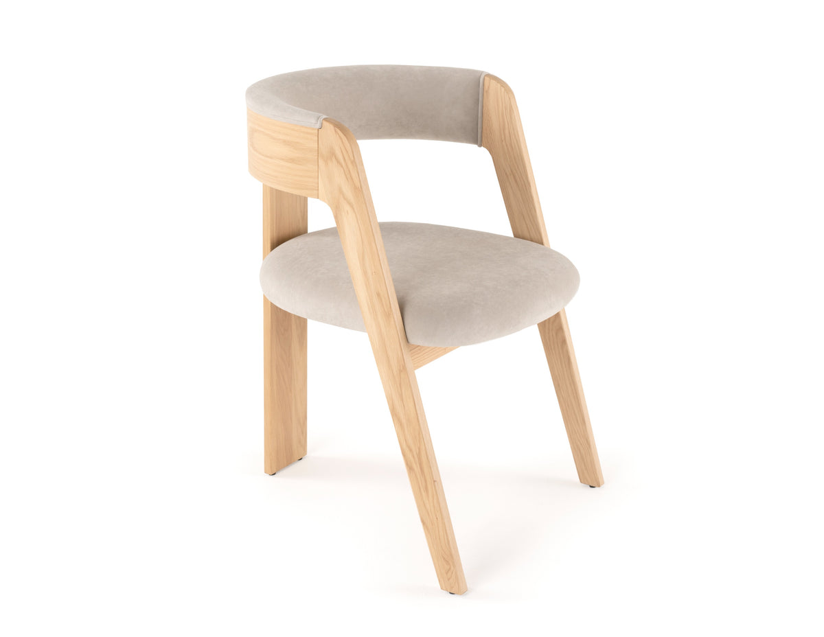 Washington - Modern Cream Velvet + Natural Oak Dining Chair (Set of 2)
