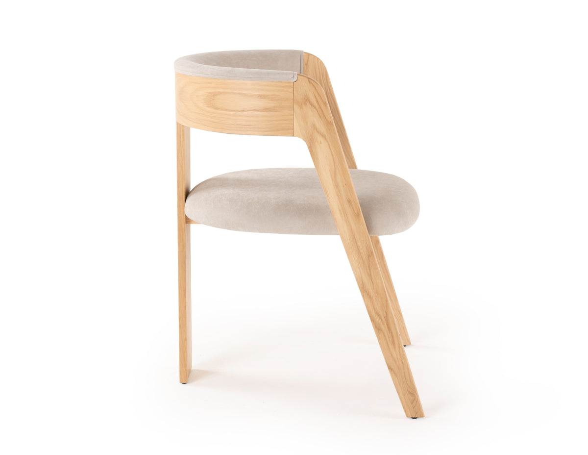 Washington - Modern Cream Velvet + Natural Oak Dining Chair (Set of 2)