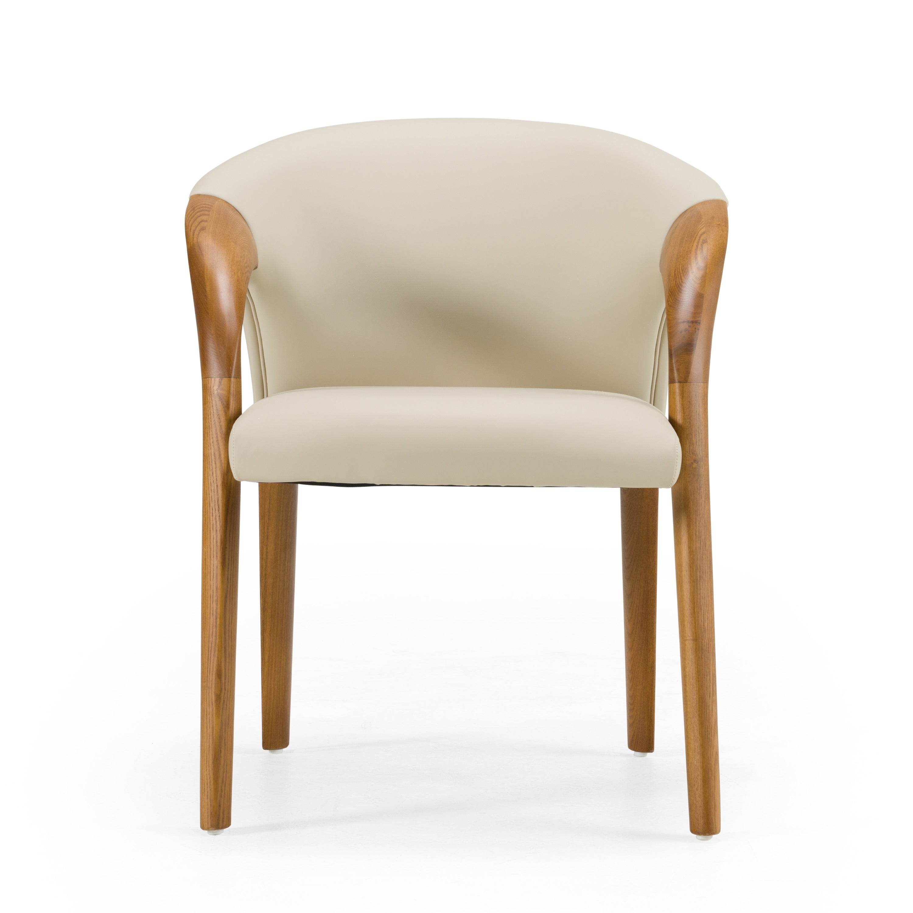 Modrest Wynetta Mid-Century Modern Grey Vegan Leather + Walnut Dining Chair