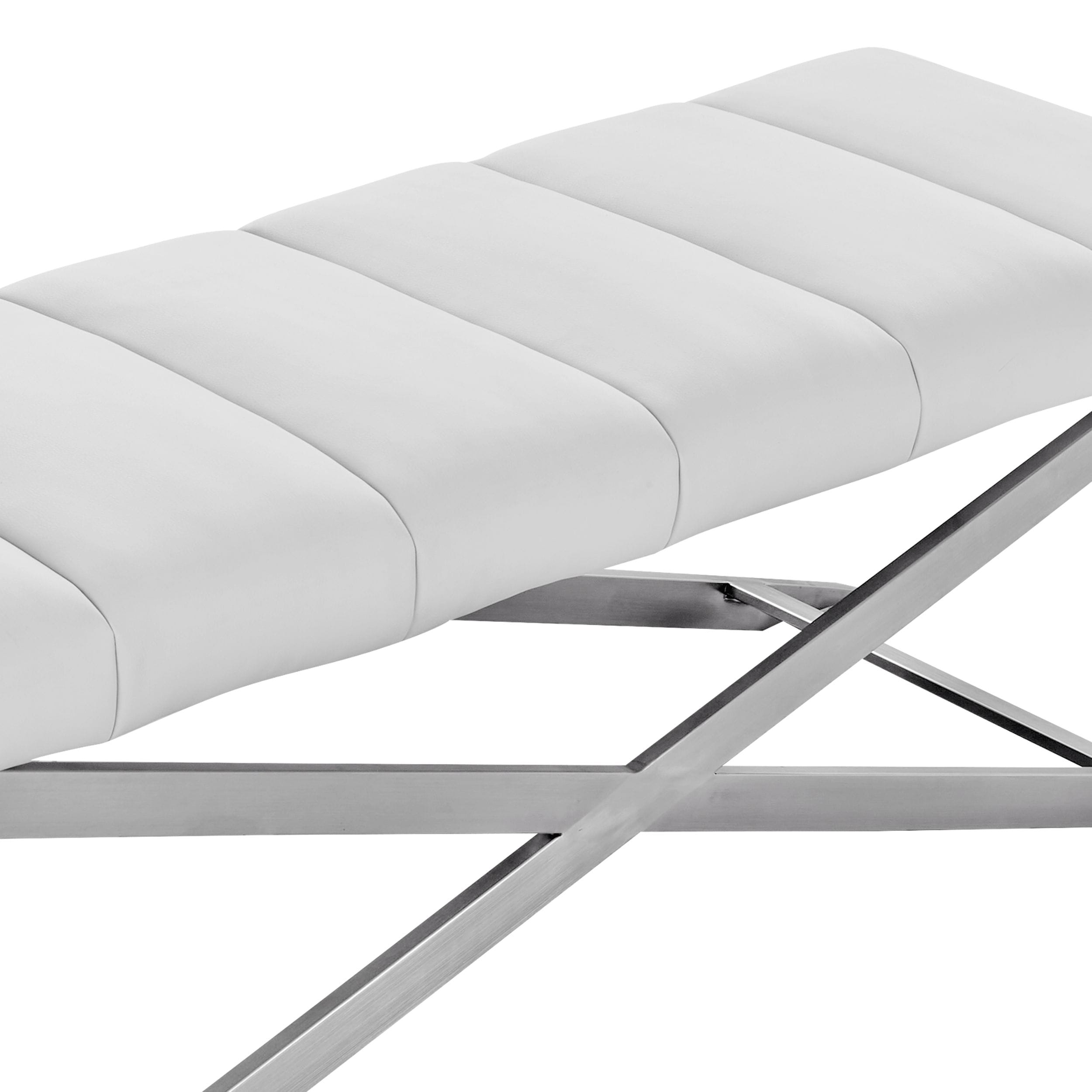Modrest Xane - Contemporary White & Brushed Stainless Steel Bench