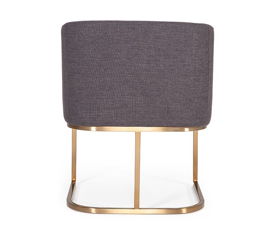 Yukon Modern Grey Fabric & Antique Brass Dining Chair