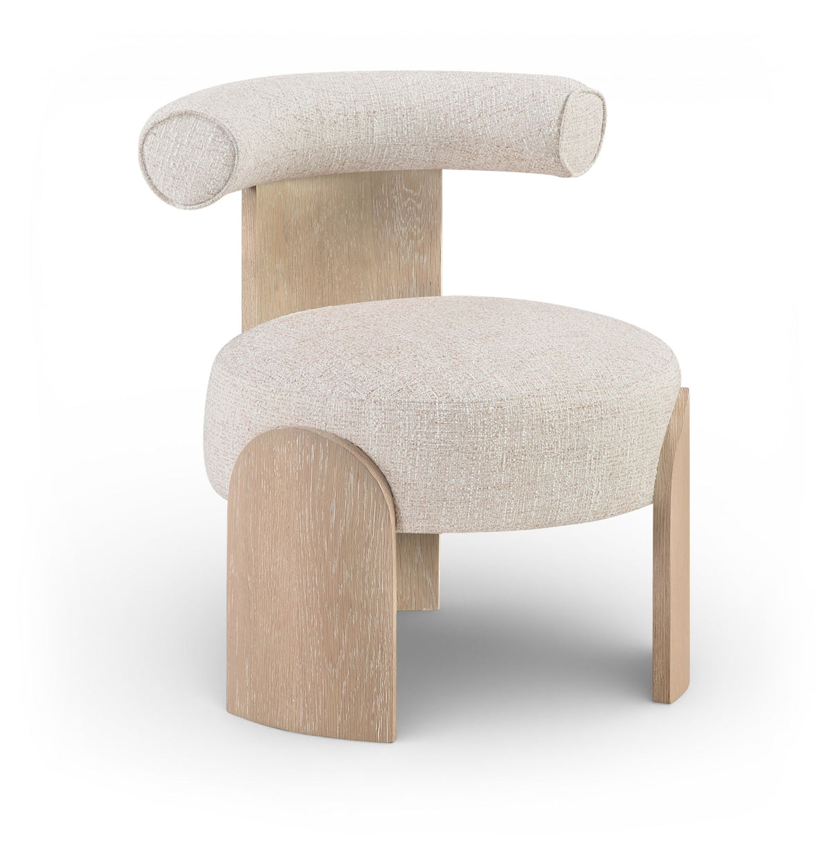Calder - Linen Textured Fabric Upholstered Accent Chair - Painted Natural Base