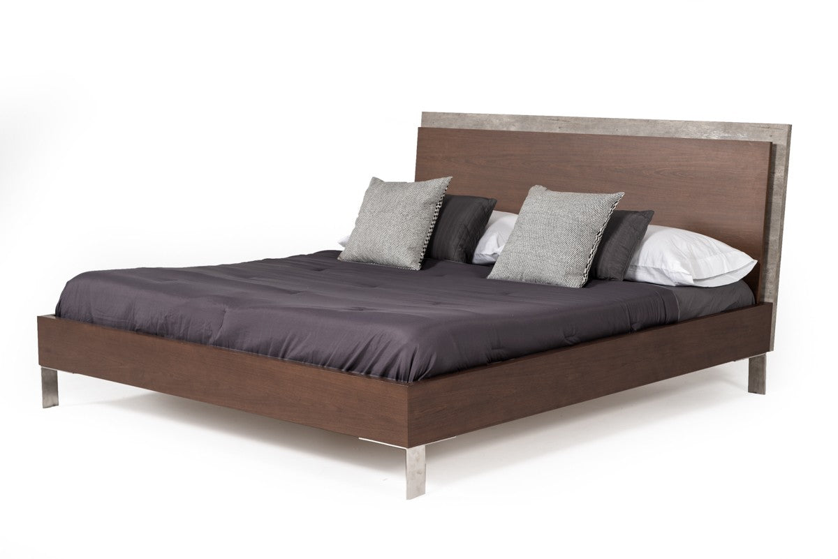 Nova Domus Conner Modern Dark Walnut & Faux Concrete Bedroom Set