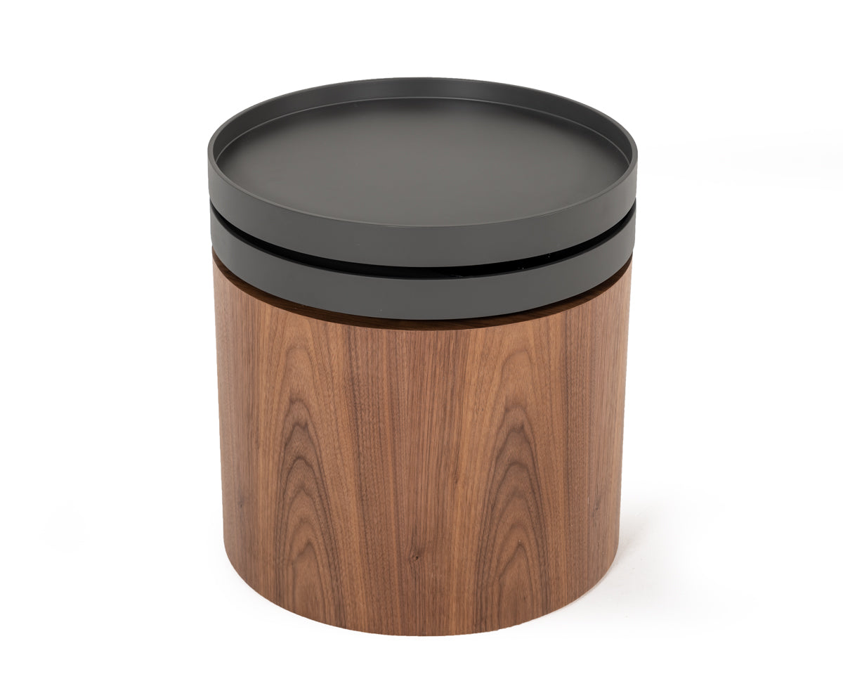 Bascom Modern Walnut End Table W/ Swivel Top