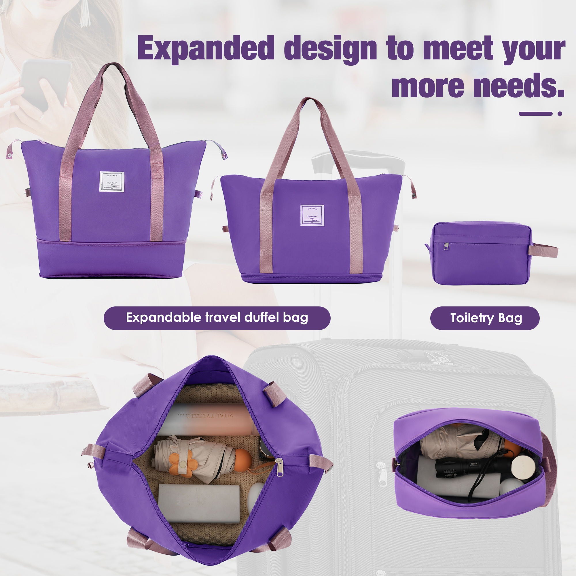 Softside Luggage Expandable Set With Duffel Bag Upright Spinner