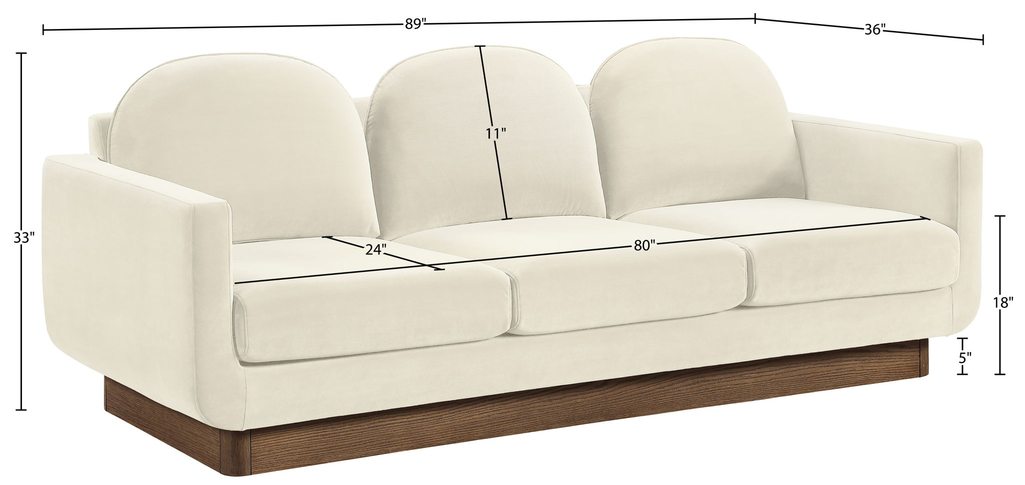 Diviento - Velvet Performance Fabric Upholstered Sofa