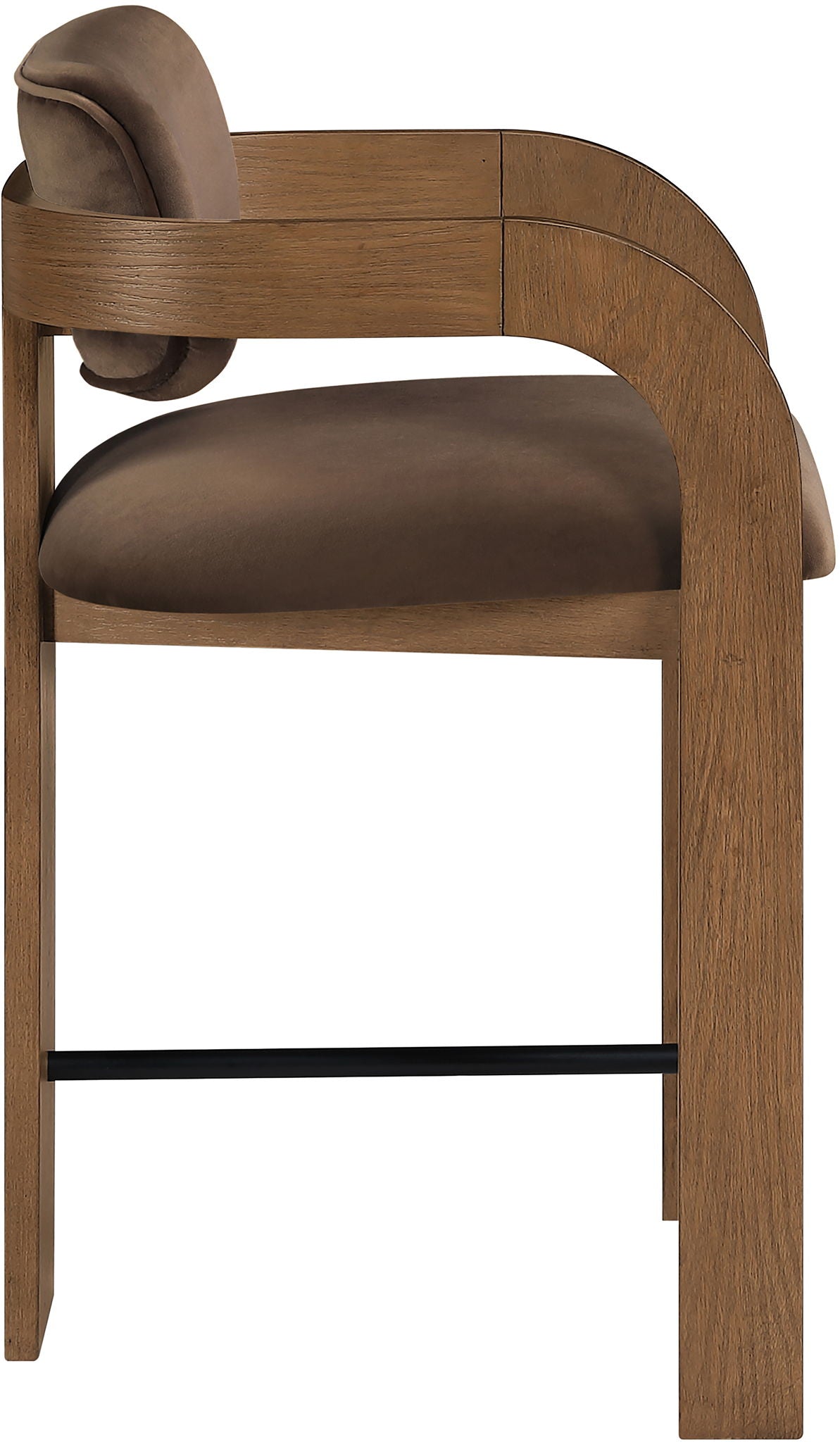Cedra - Velvet Performance Fabric Upholstered Counter Stool - Brown Frame