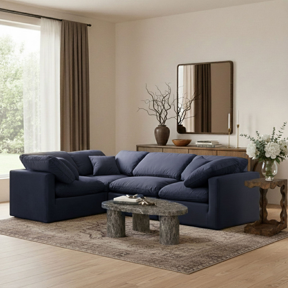 Indulge - Velvet 4 Piece Modular Corner Sectional