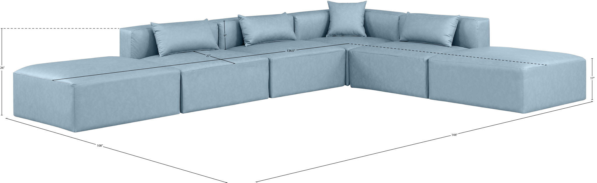 Cube - 6 Piece Modular Corner Armless Sectional