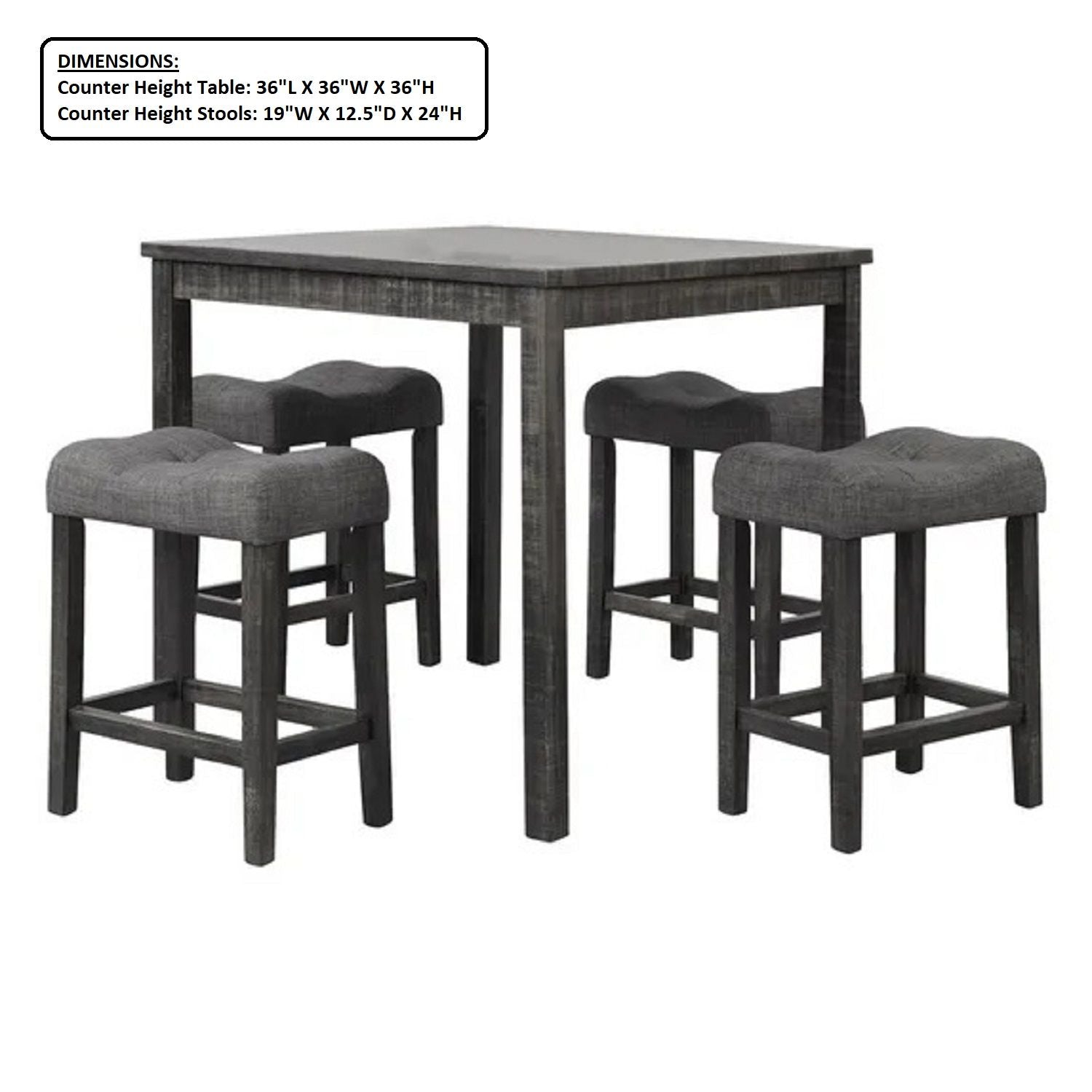 Transitional Counter Dining Set With 4 Tufted Stools