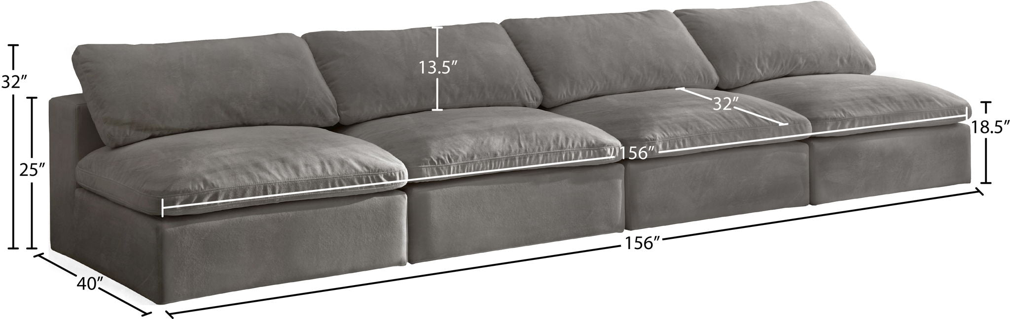 Cozy - Modular Armless 4 Seat Sofa