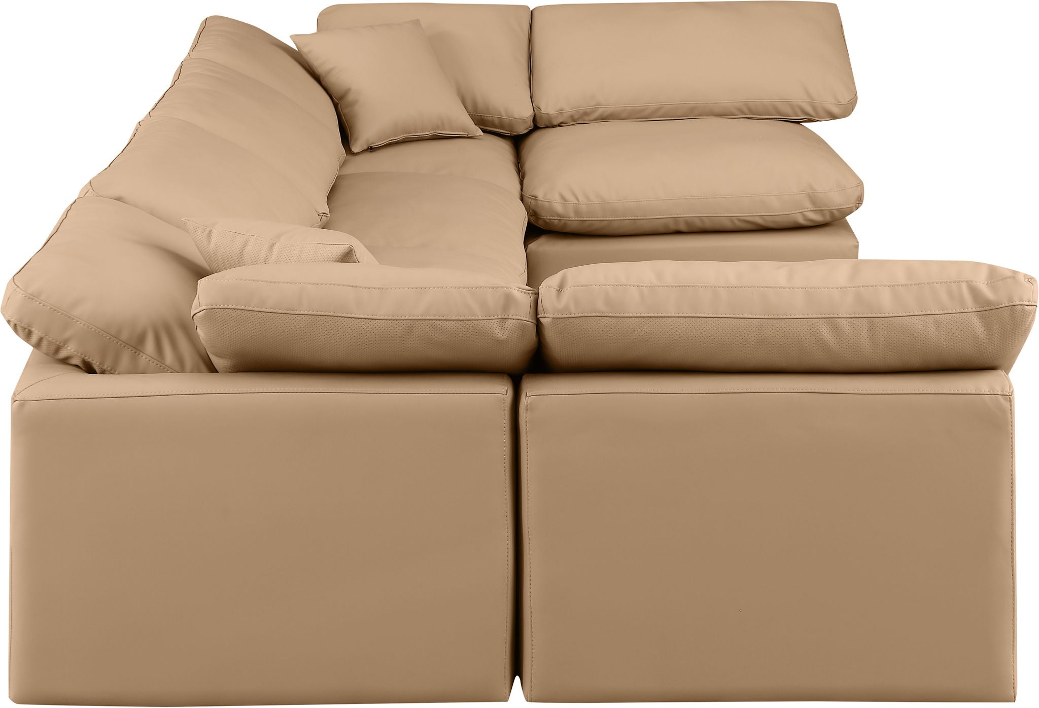 Indulge - Faux Leather 6 Piece Modular U-Shaped Sectional - Tan