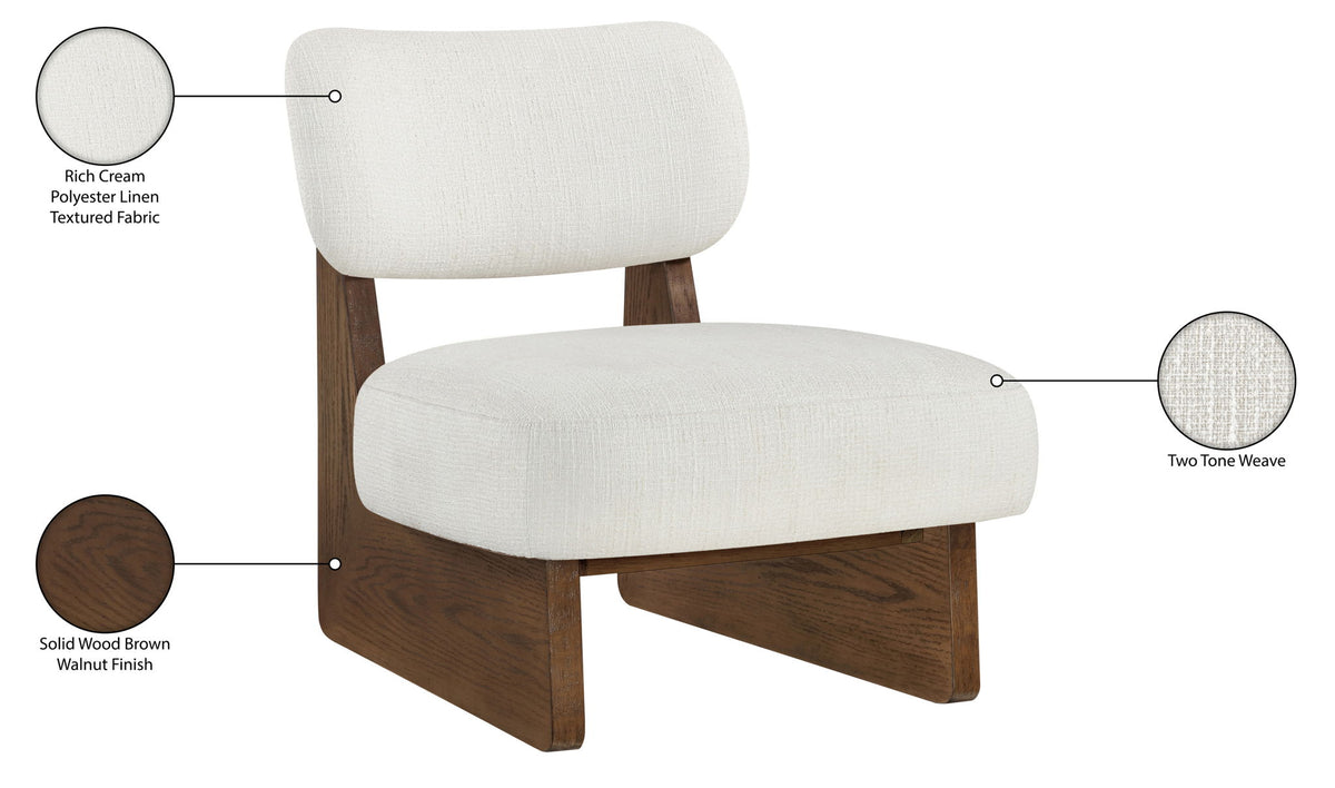 Vetra - Linen Textured Fabric Upholstered Accent Chair With Brown Base