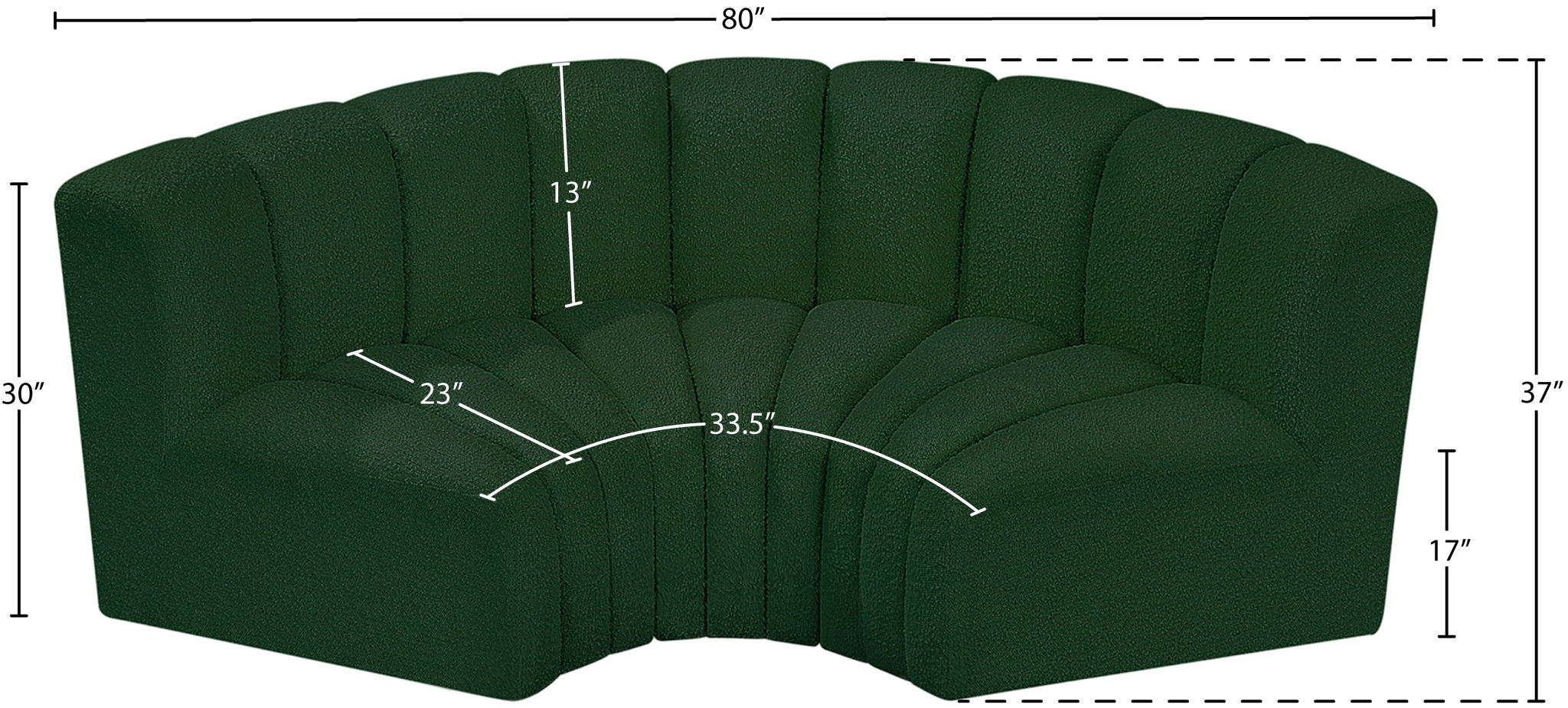 Arc - Boucle Fabric 3 Piece Modular U-Shaped Sofa