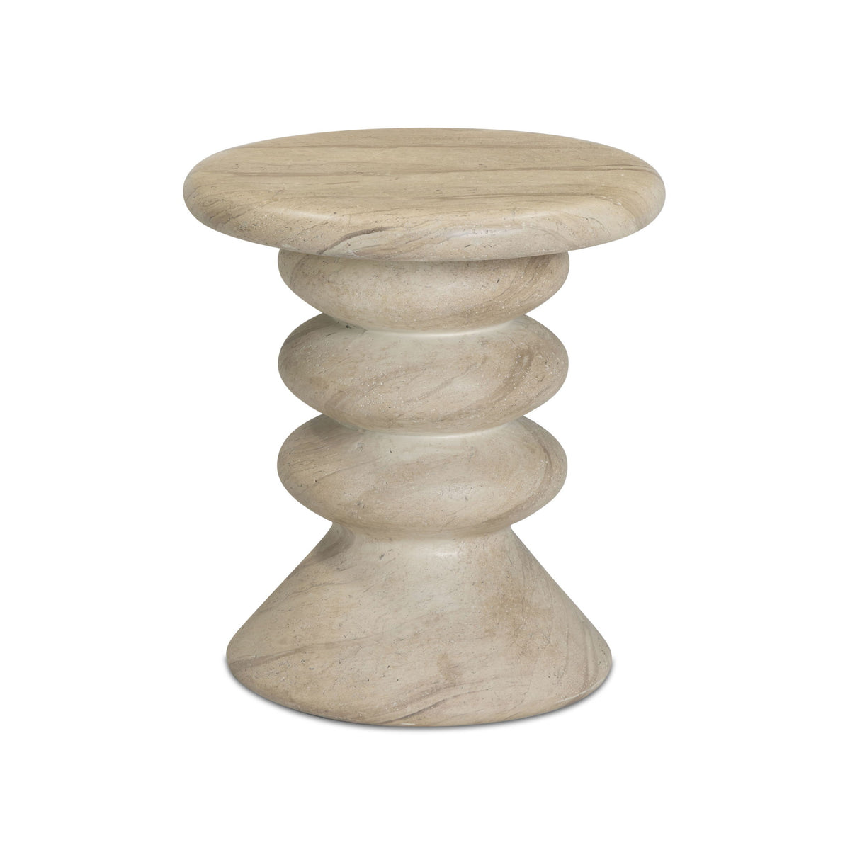 Hyre - Indoor / Outdoor Concrete Side Table - Faux Travertine