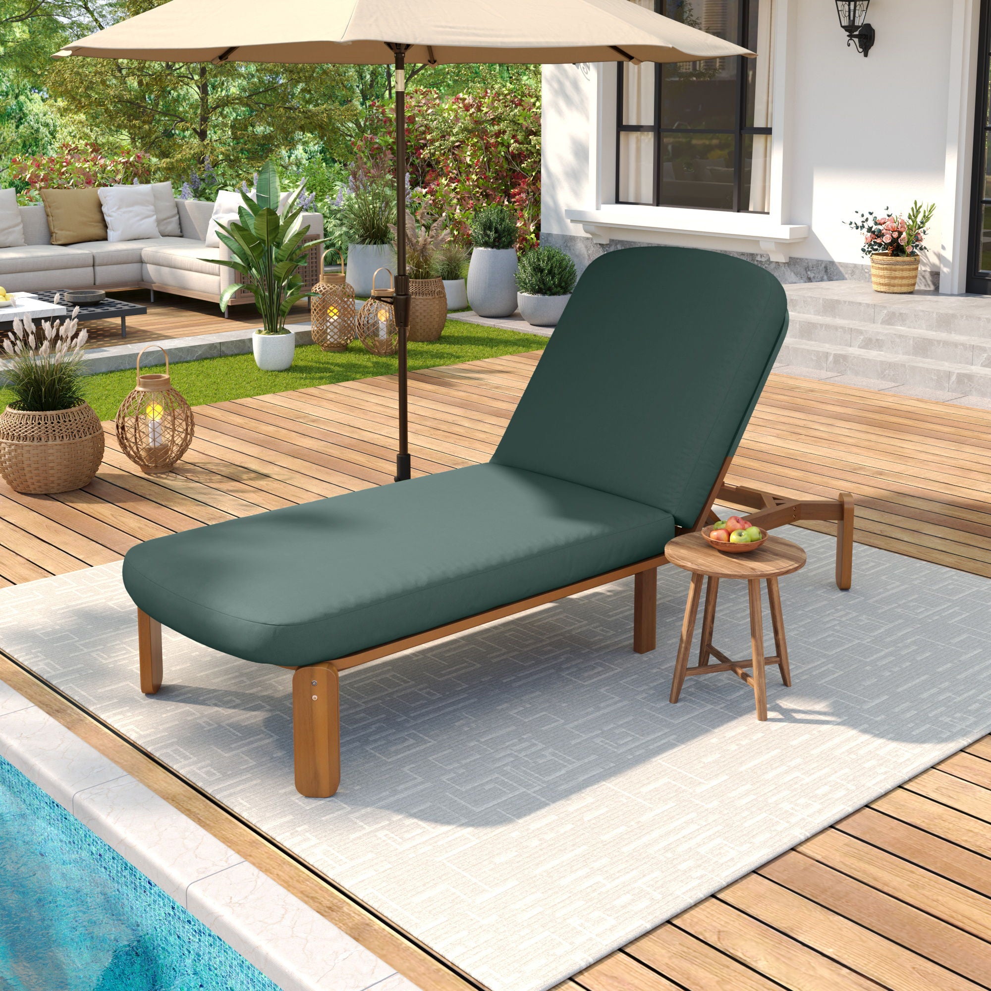 Outdoor Chaise Lounge With Adjustable Backrest