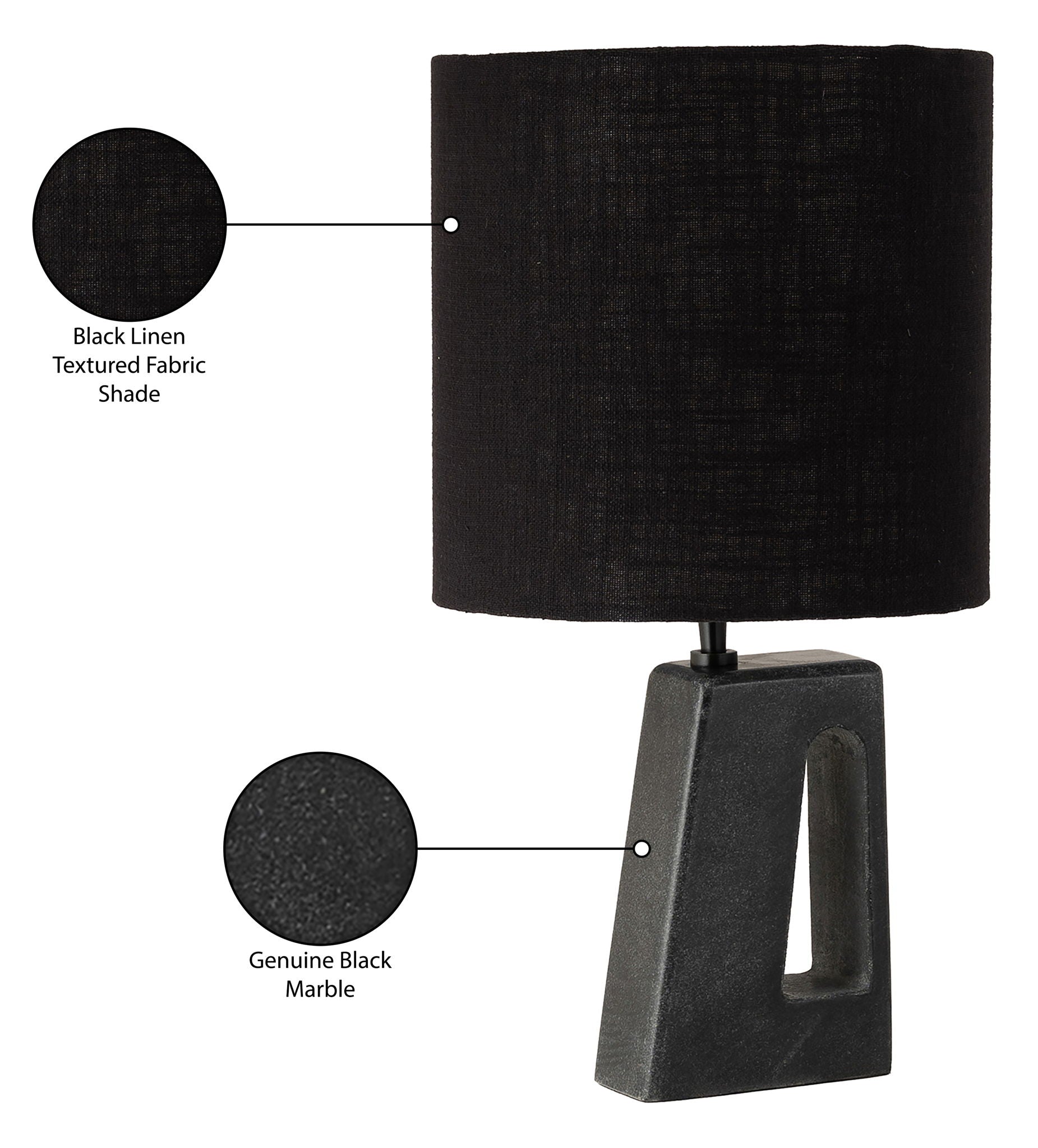 Vellum - Genuine Marble Base And Linen Textured Fabric Shade Table Lamp