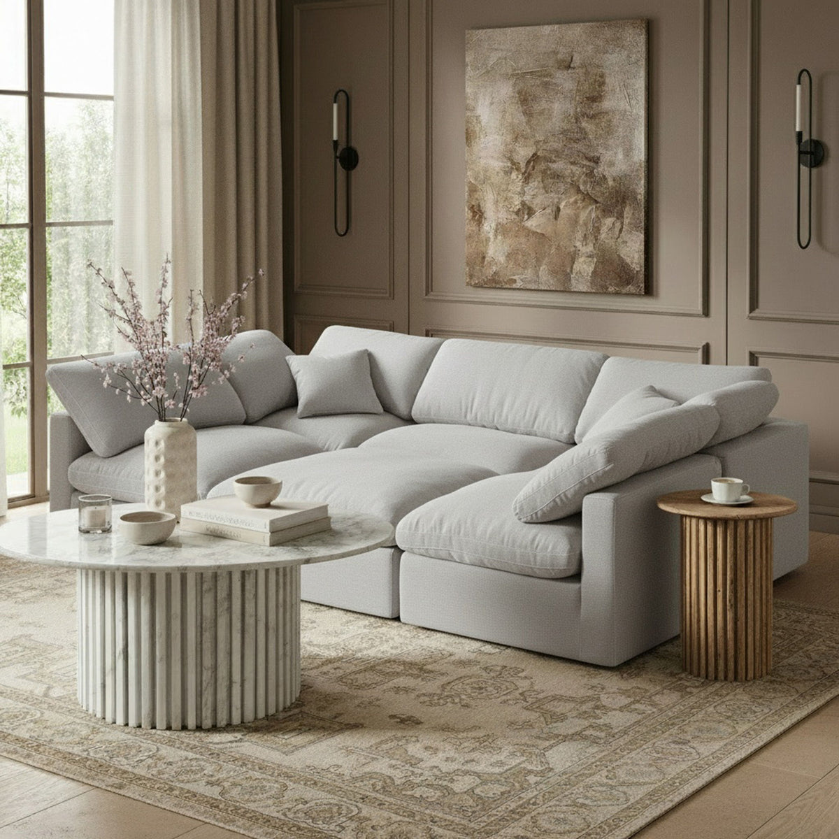 Indulge - Linen 6 Piece Modular Sectional