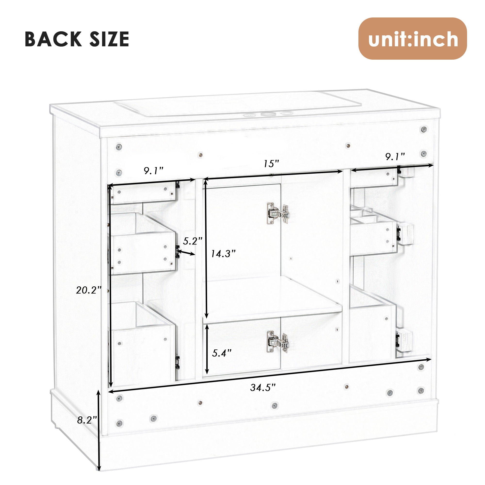 Modern Bathroom Vanity With Sink Combo, 6 Drawers And 1 Cabinet