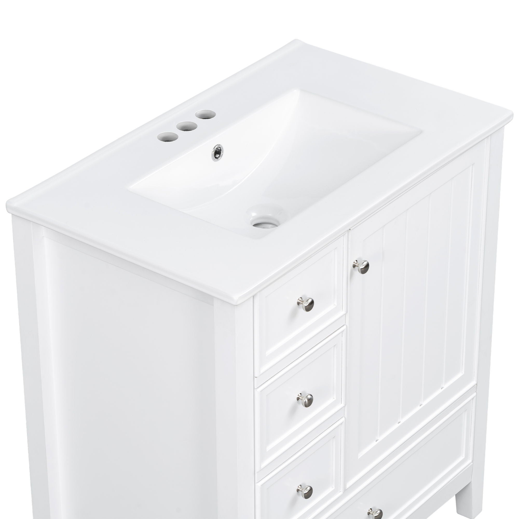 Modern Bathroom Vanity With Sink, 1 Cabinet & 3 Drawers