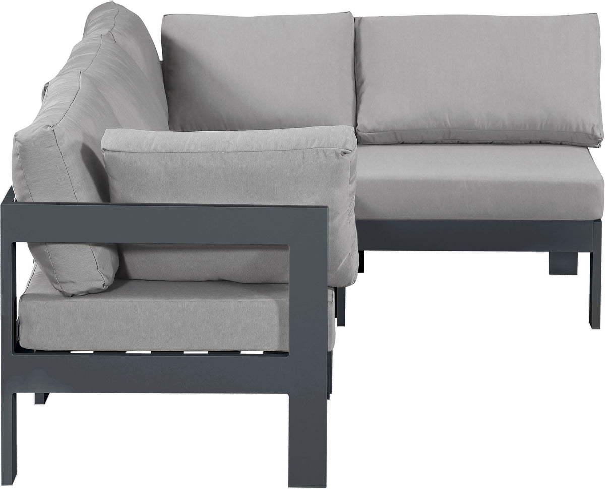 Nizuc - Outdoor Patio 4 Piece Modular Sectional With Gray Frame