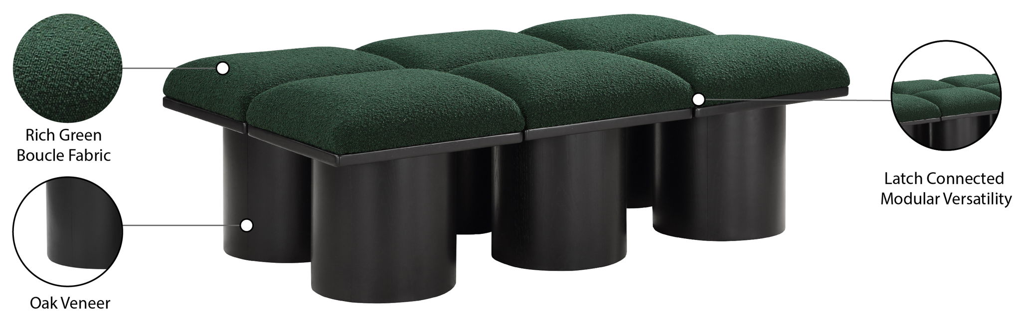 Pavilion - 6 Piece Modular Bench With Black Base