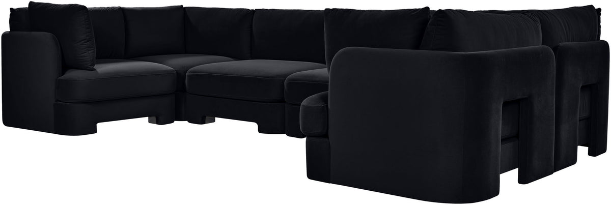 Hammond - Velvet Performance Fabric Upholstered 6 Piece U-Shaped Sectional