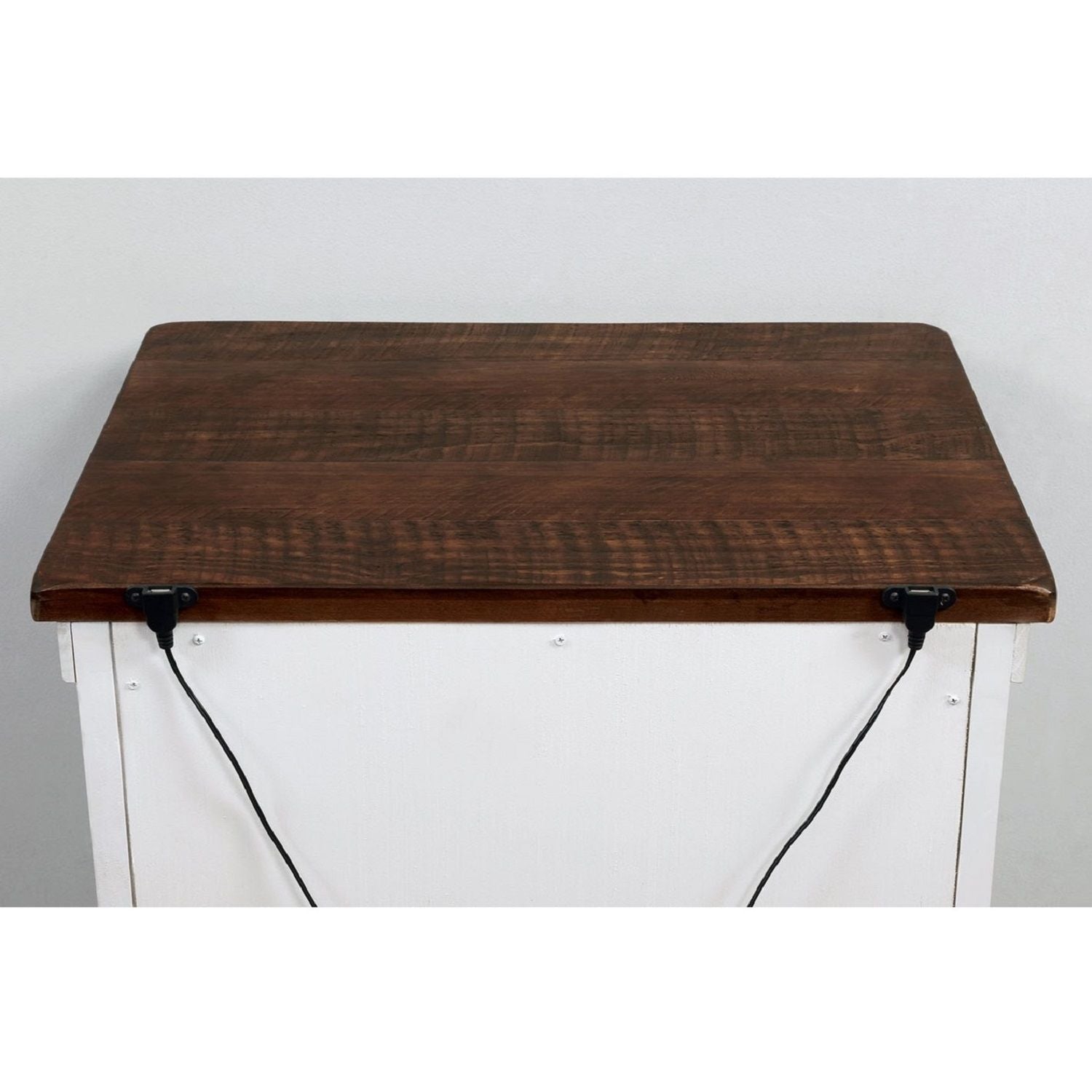 2 Drawer Nightstand With Brass Arch Pulls, Bedroom Furniture - Brown / Distressed White / Walnut