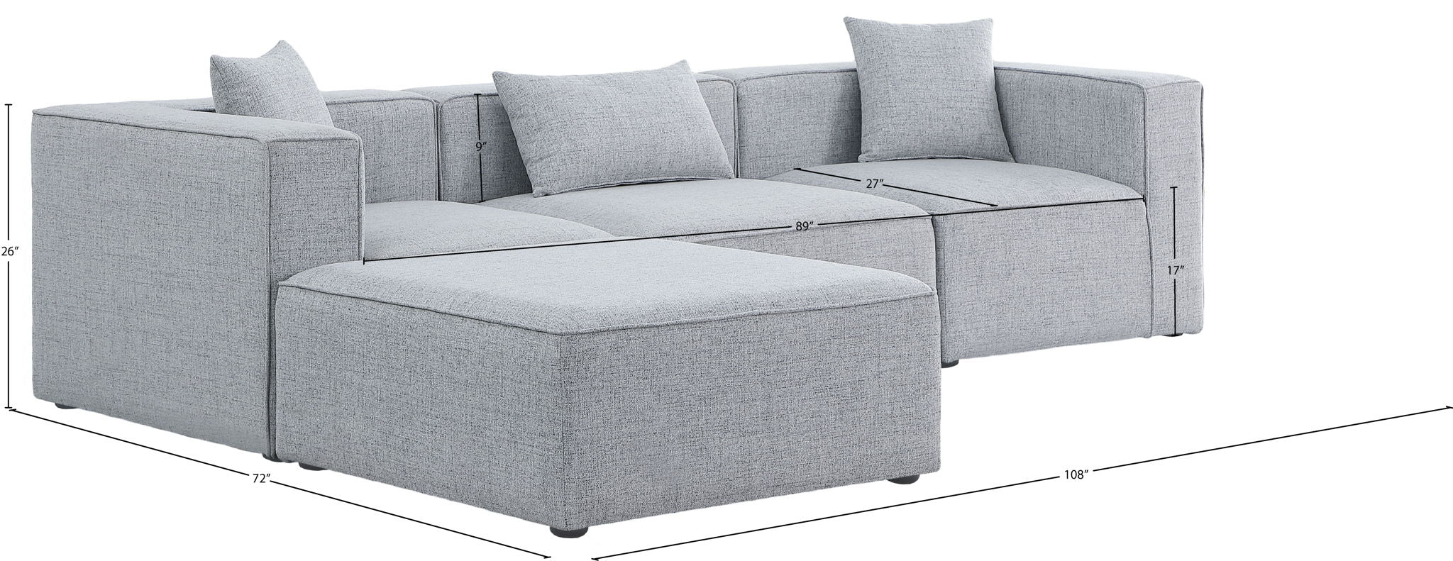 Cube - Linen 4 Piece Modular Sectional With Chaise