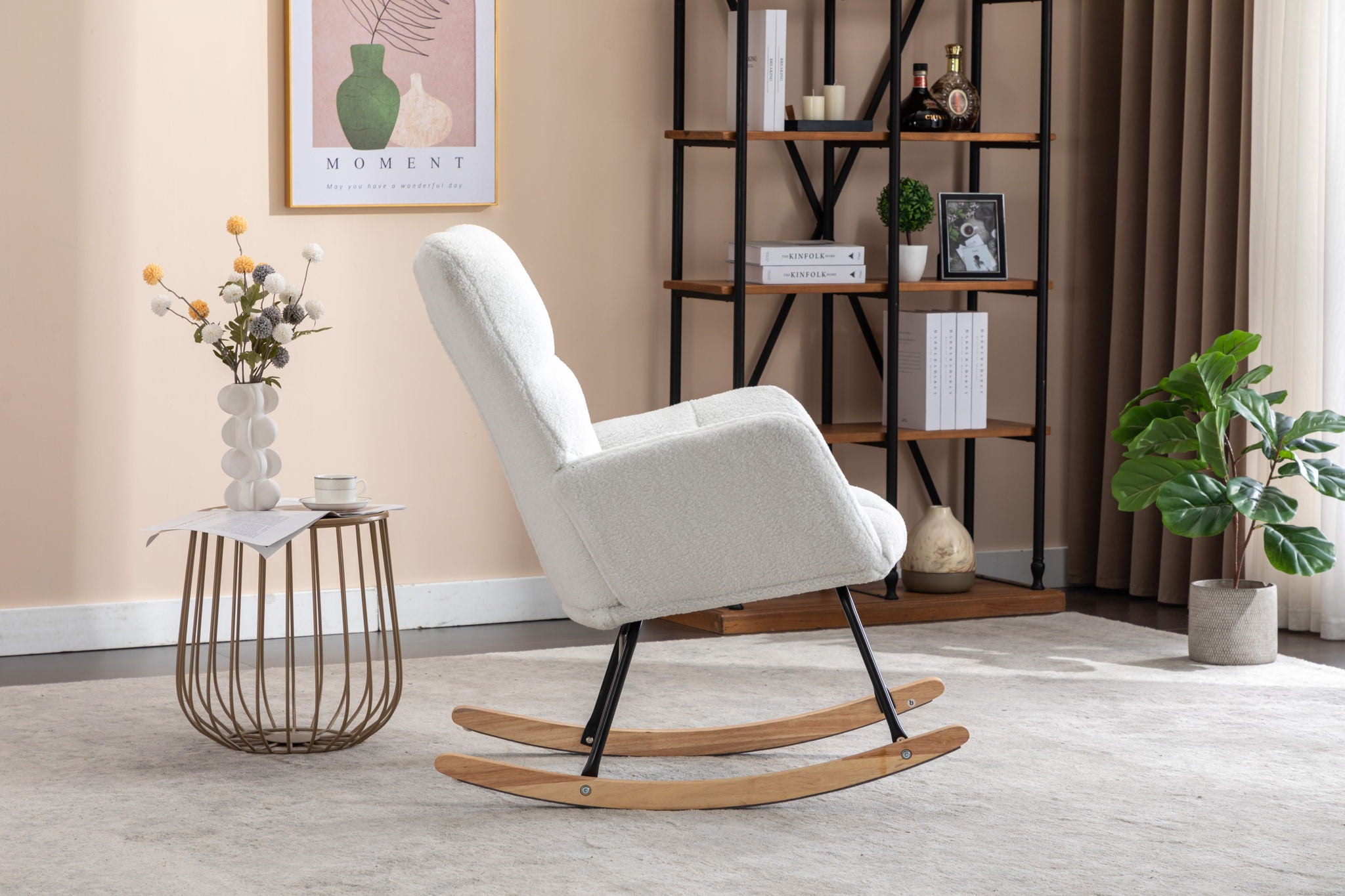 Rocking Gilder Chair For Living Room - Ivory