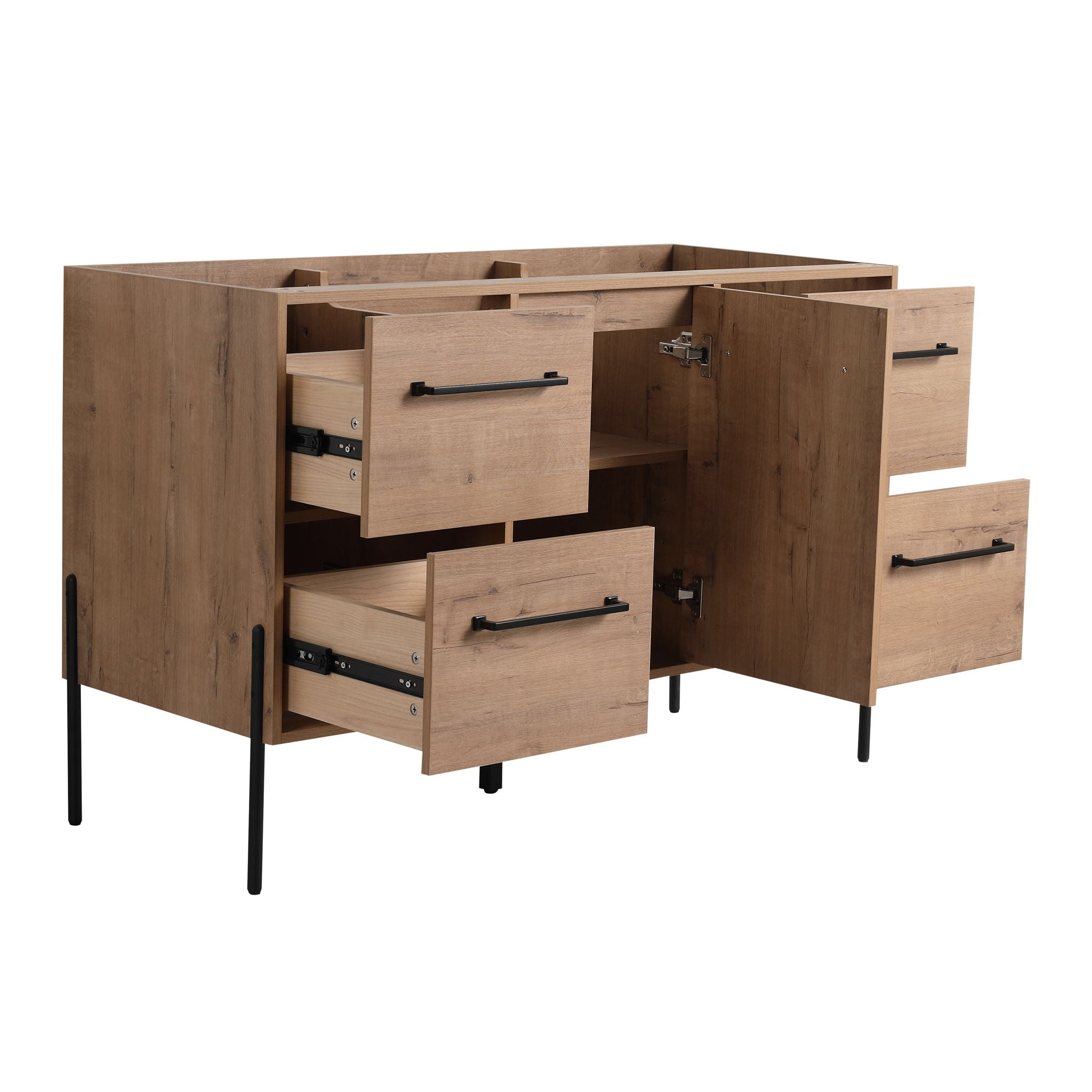 46" Freestanding Bathroom Vanity With Soft Close Doors And 4 Drawers, (Vanity Only) - Imitative Oak