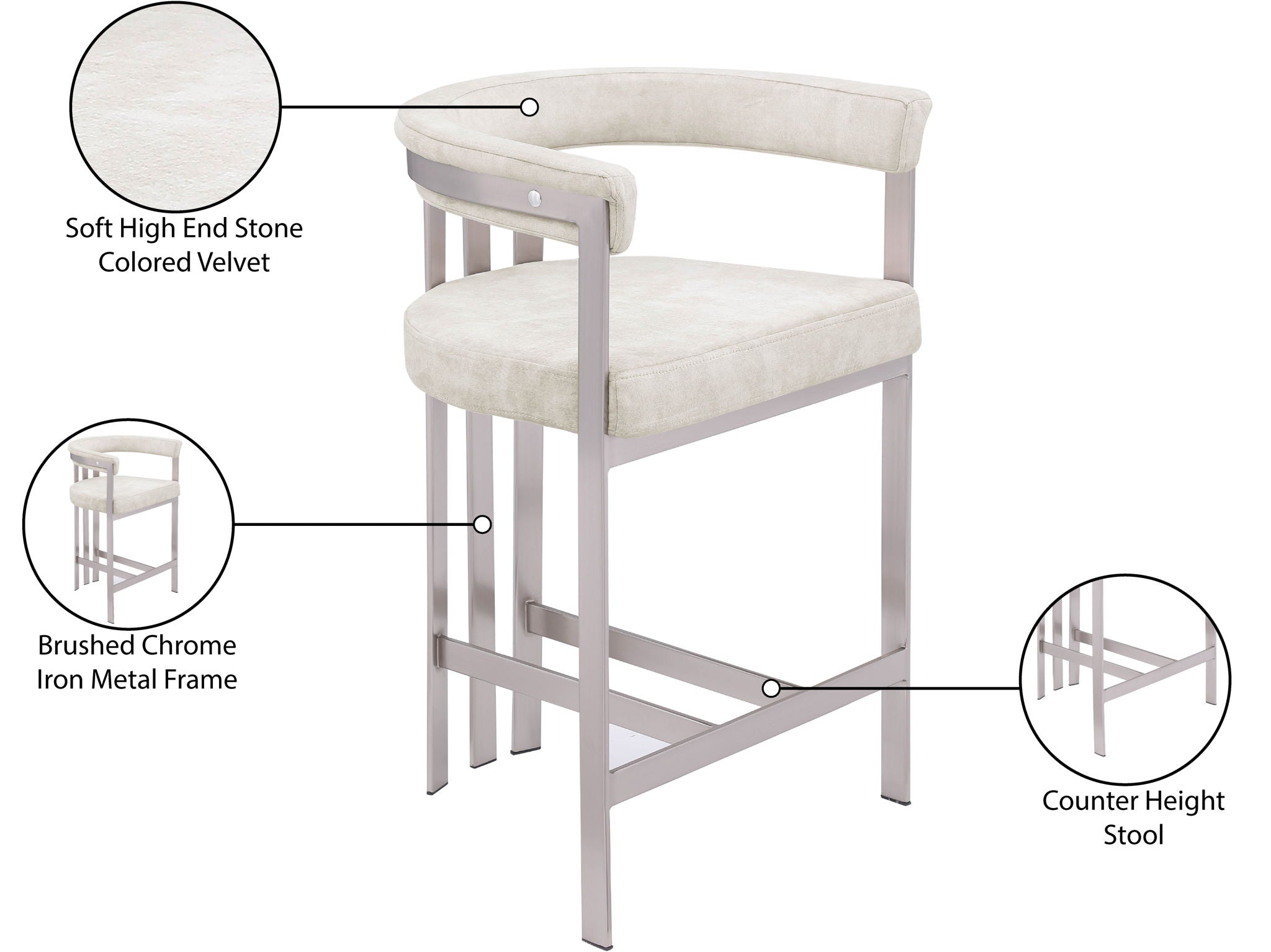 Marcello - Counter Stool (Set of 2) - Stone