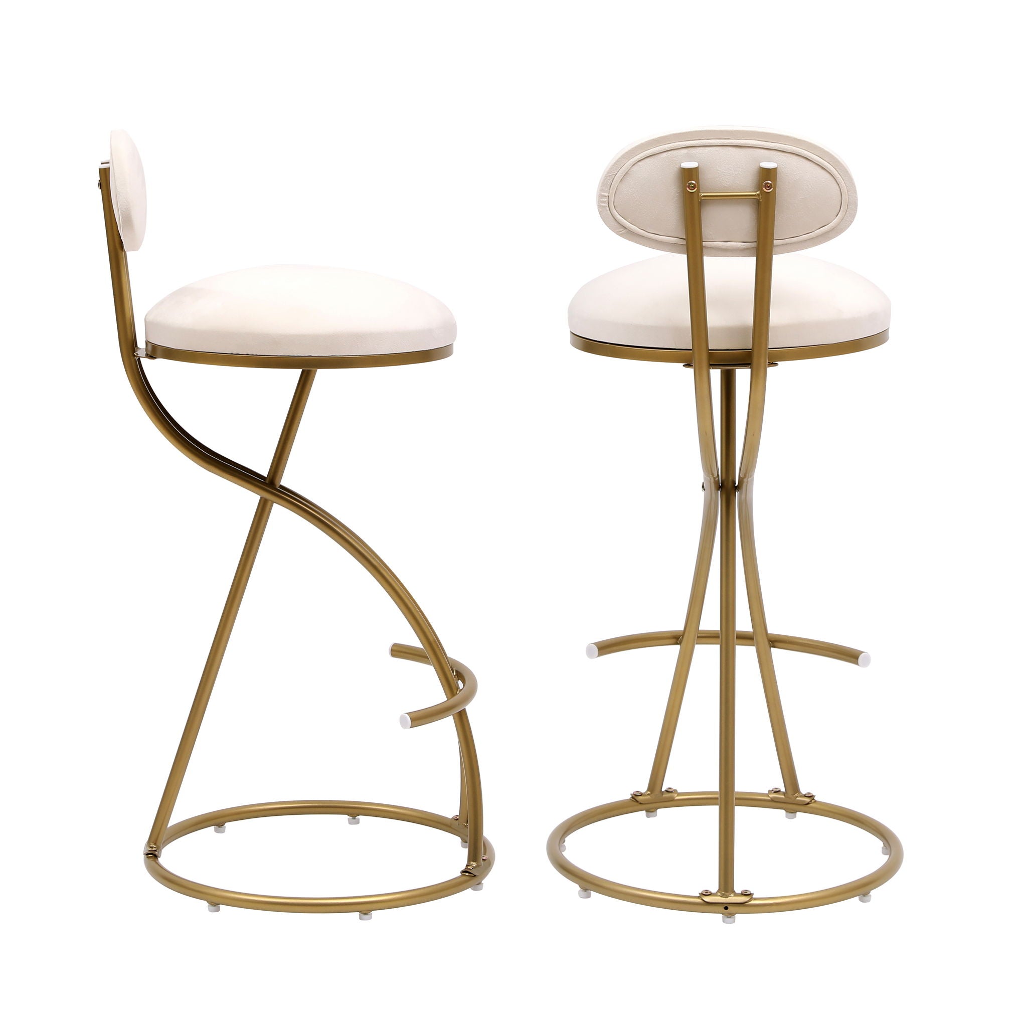 Bar Stools Upholstered Counter Height Barstools For Kitchen Island Modern Dining Chairs With Footrest (Set of 2)