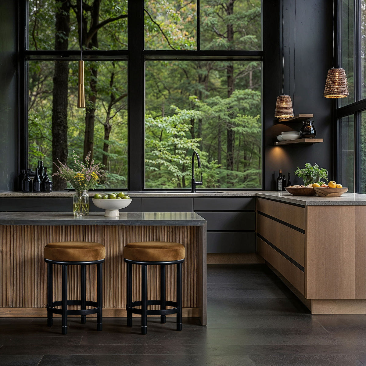 Monette - Counter Stool With Black Base