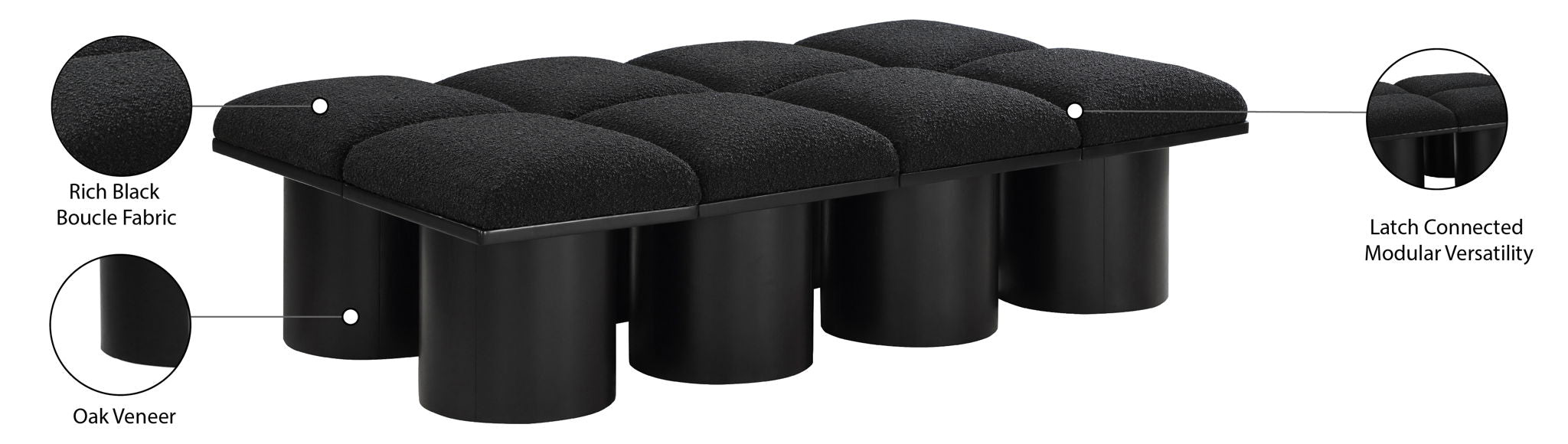 Pavilion - 8 Piece Modular Bench With Black Base