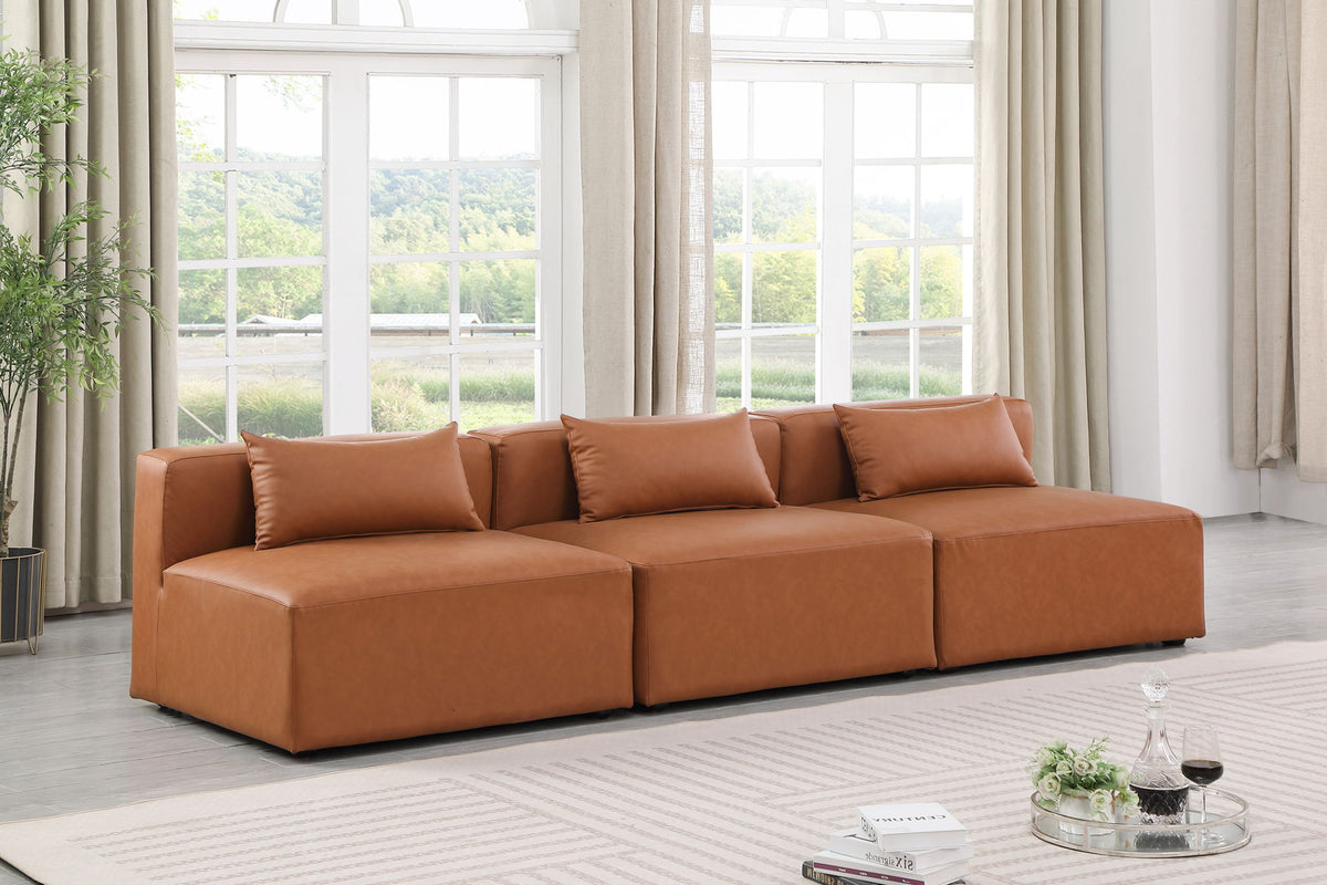 Cube - Modular 3 Piece Armless Sofa - Cognac