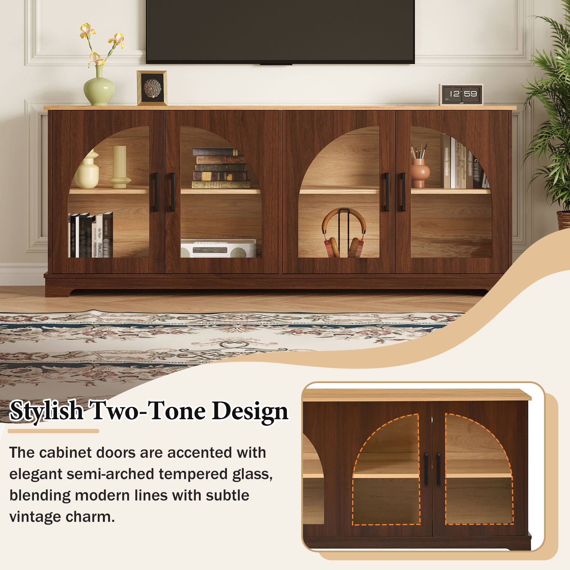 TV Stand With Semi Arched Doors