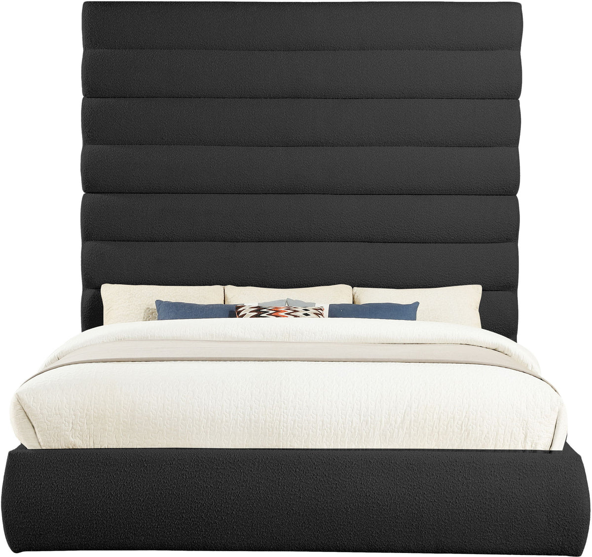 Adam - Boucle Fabric Bed With 89" Headboard
