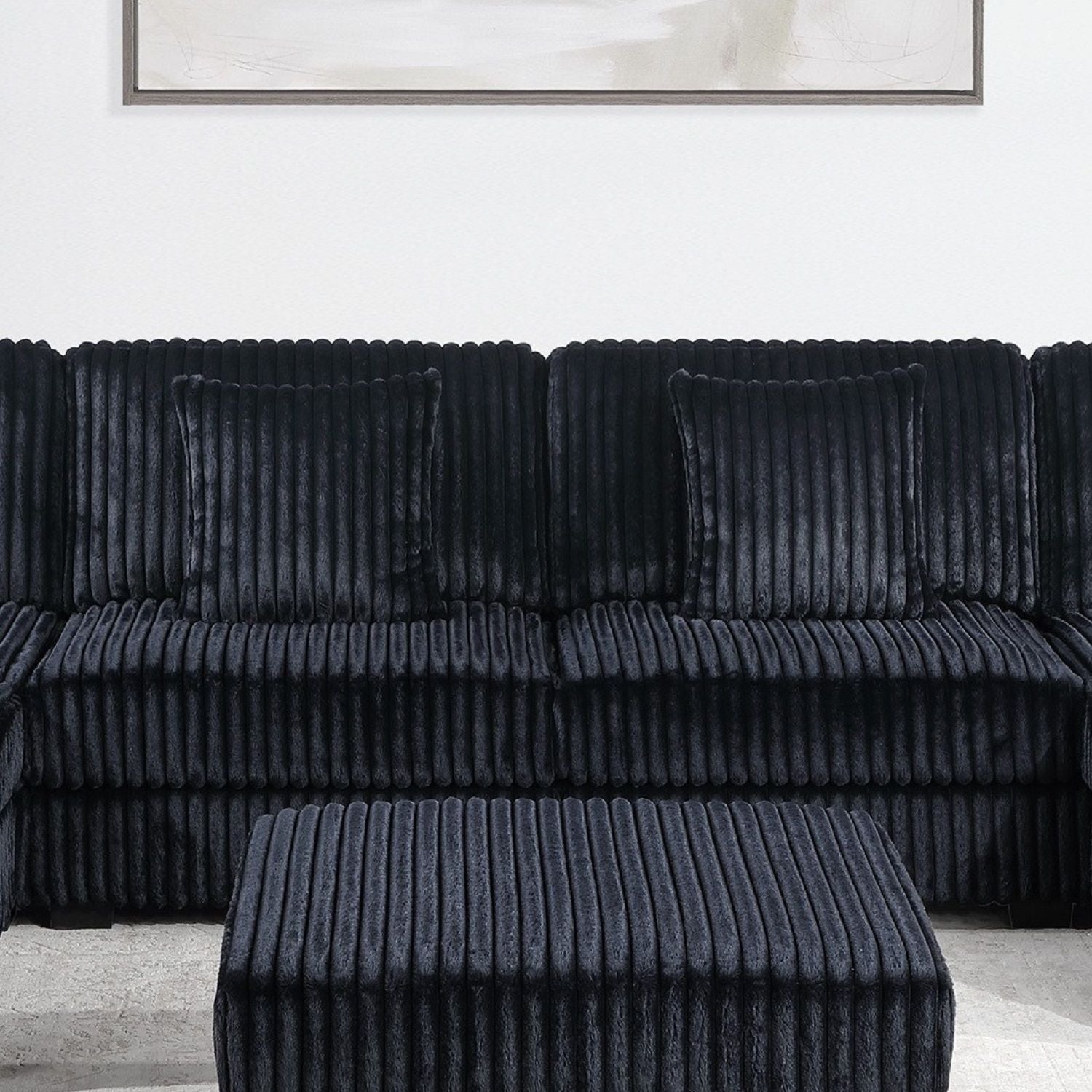 Armless Chair With Pillow, Living Room Furniture, Soft Upholstered - Black