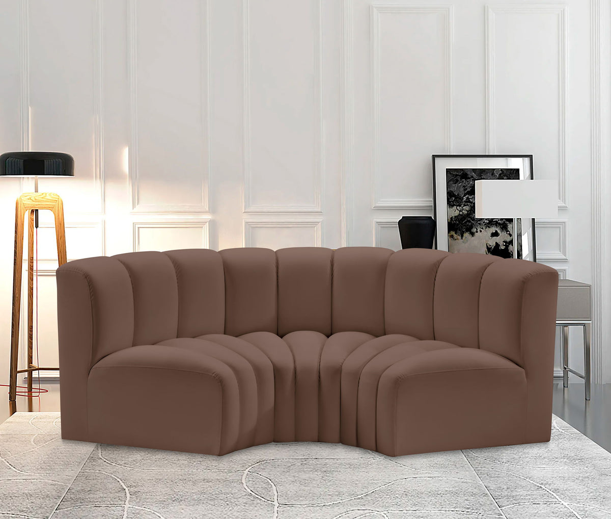 Arc - Faux Leather 3 Piece Modular U-Shaped Sofa