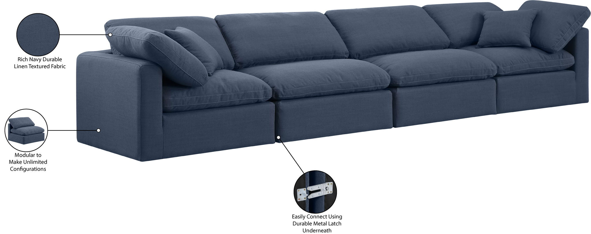 Indulge - Linen 4 Seat Modular Sofa