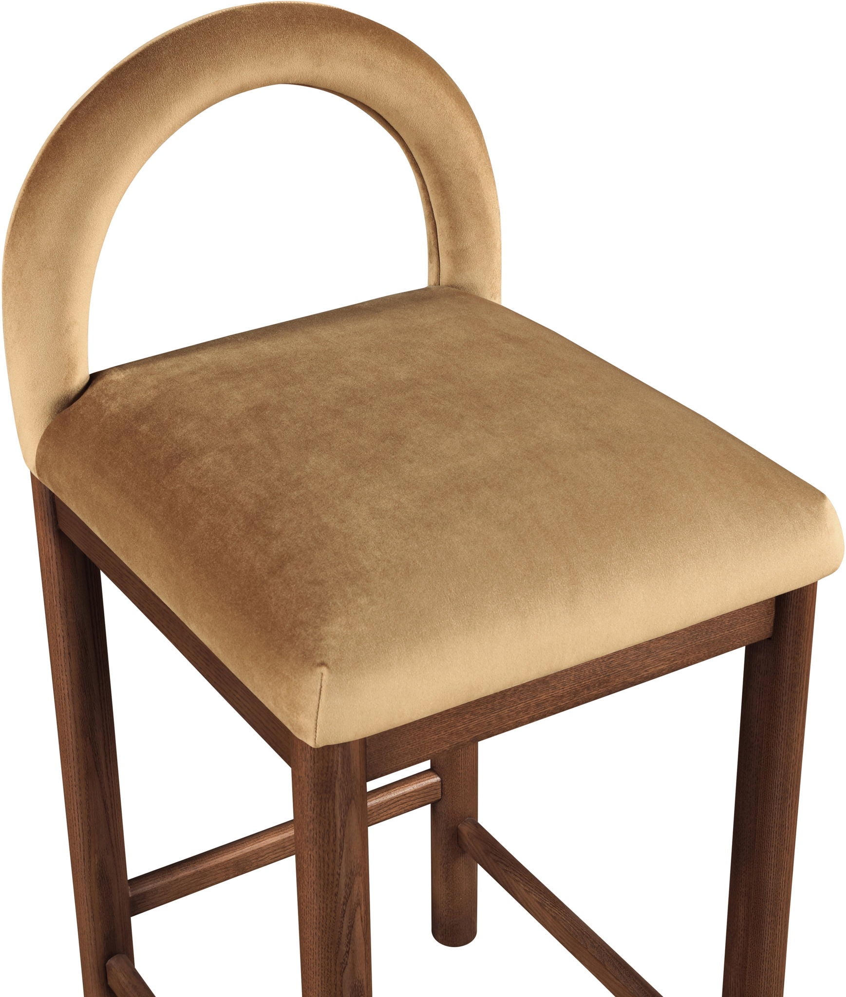 Conrad - Velvet Counter Stool With Brown Legs