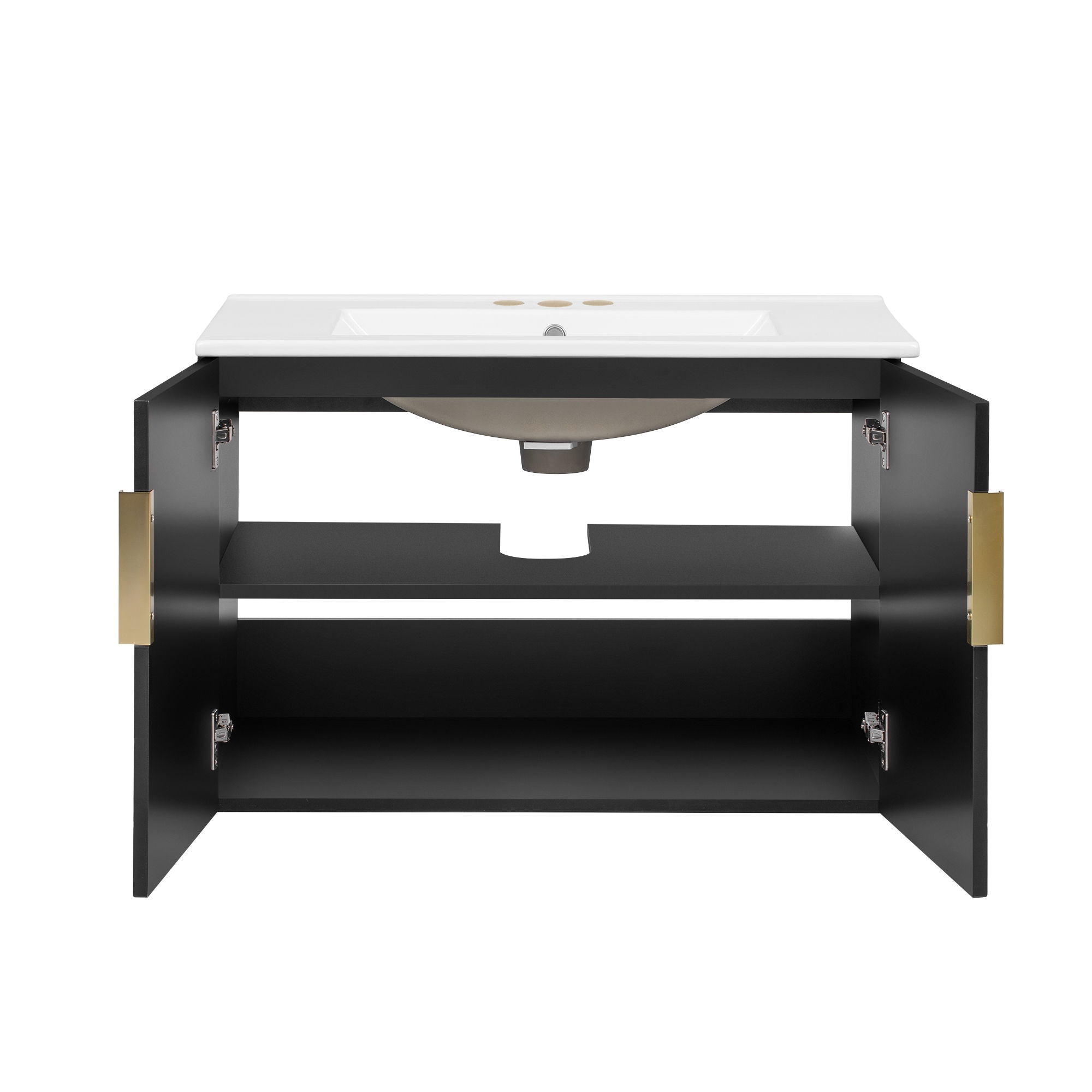 Bathroom Vanity With Sink, Rectangular Storage Cabinet With 2 Soft Closing Doors