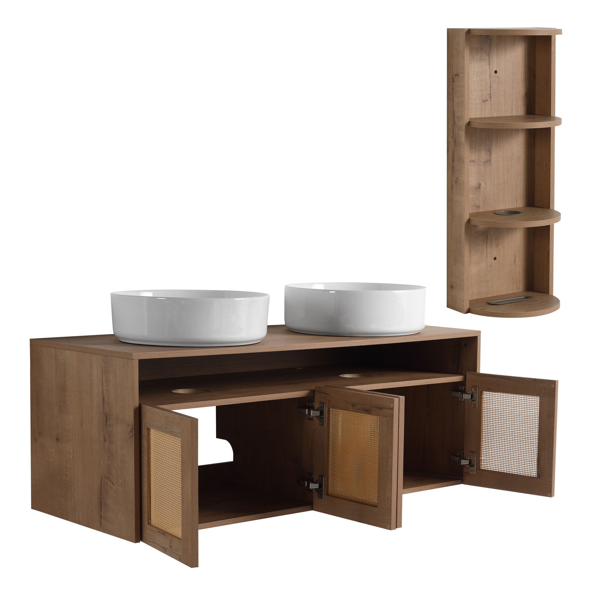 Bathroom Vanity With Art Sink And Storage Rack, Float Mounting Design